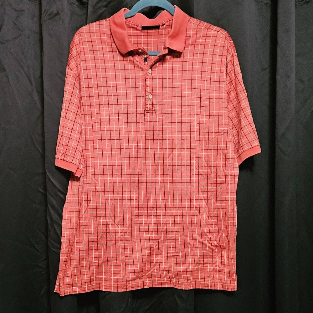 Bobby Jones reddish orange Plaid golf polo
